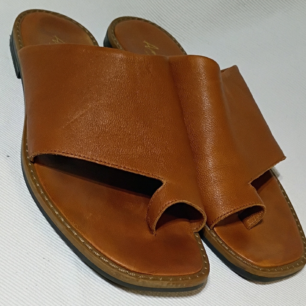 Avellini Genuine Brown Leather Slide - Picture 2 of 8